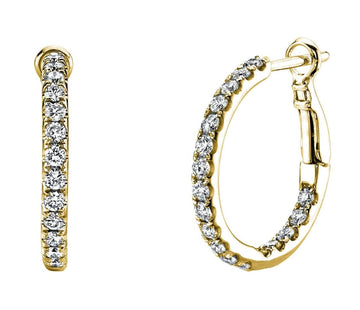 Lever-back 14kt Inside Out Diamond Hoops - Skeie's Jewelers