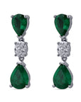 Jye's Pear Shaped Emerald and Diamond Drop Earrings