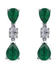 Jye's Pear Shaped Emerald and Diamond Drop Earrings