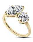 18k Yellow Gold Marquise and Round Diamond Toi Et Moi Ring - Skeie's Jewelers