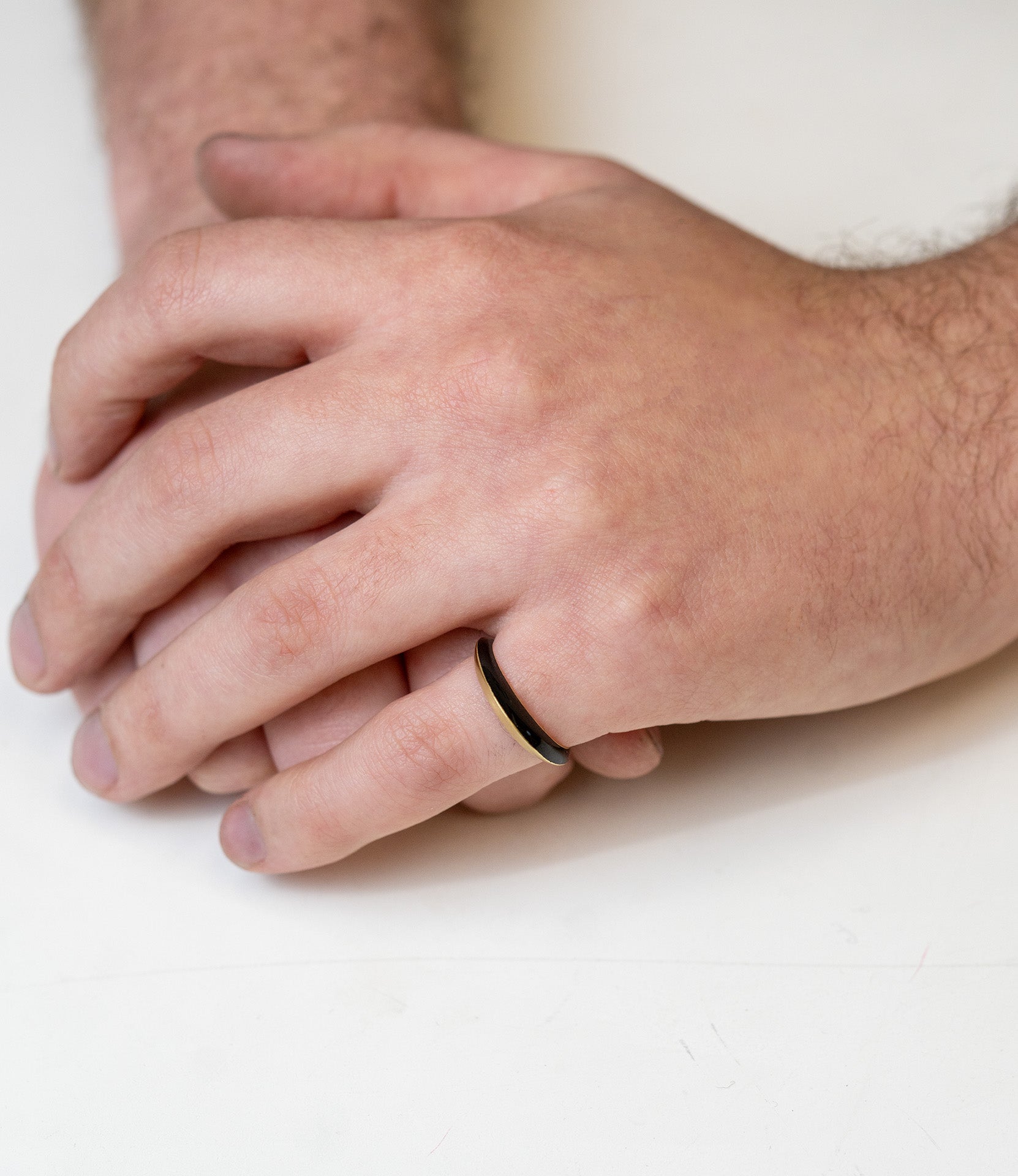 18kt Gold & Black Enamel Men's Ring - Skeie's Jewelers