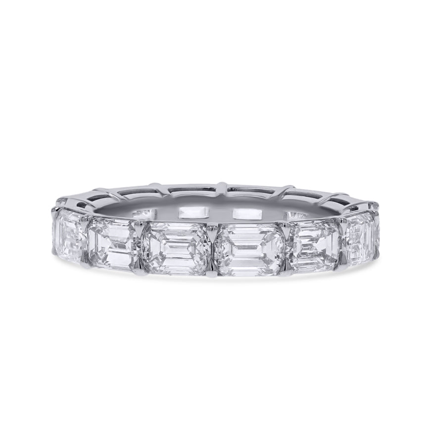 Rahaminov Platinum Emerald-Cut Diamond Eternity Ring - Skeie's Jewelers