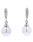 Pave Diamond Pearl Dangle Earrings - Skeie's Jewelers
