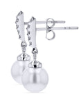 Pave Diamond Pearl Dangle Earrings - Skeie's Jewelers