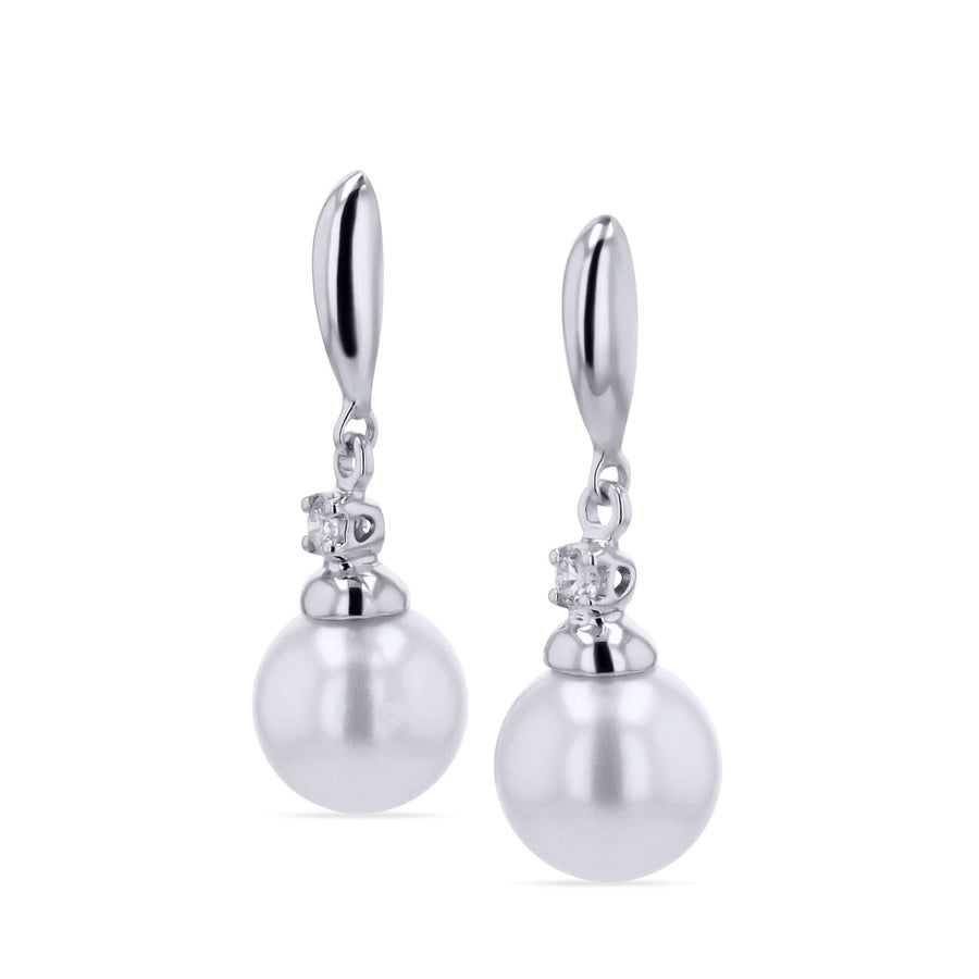 Pearl and Diamond-Accent Dangle Earrings