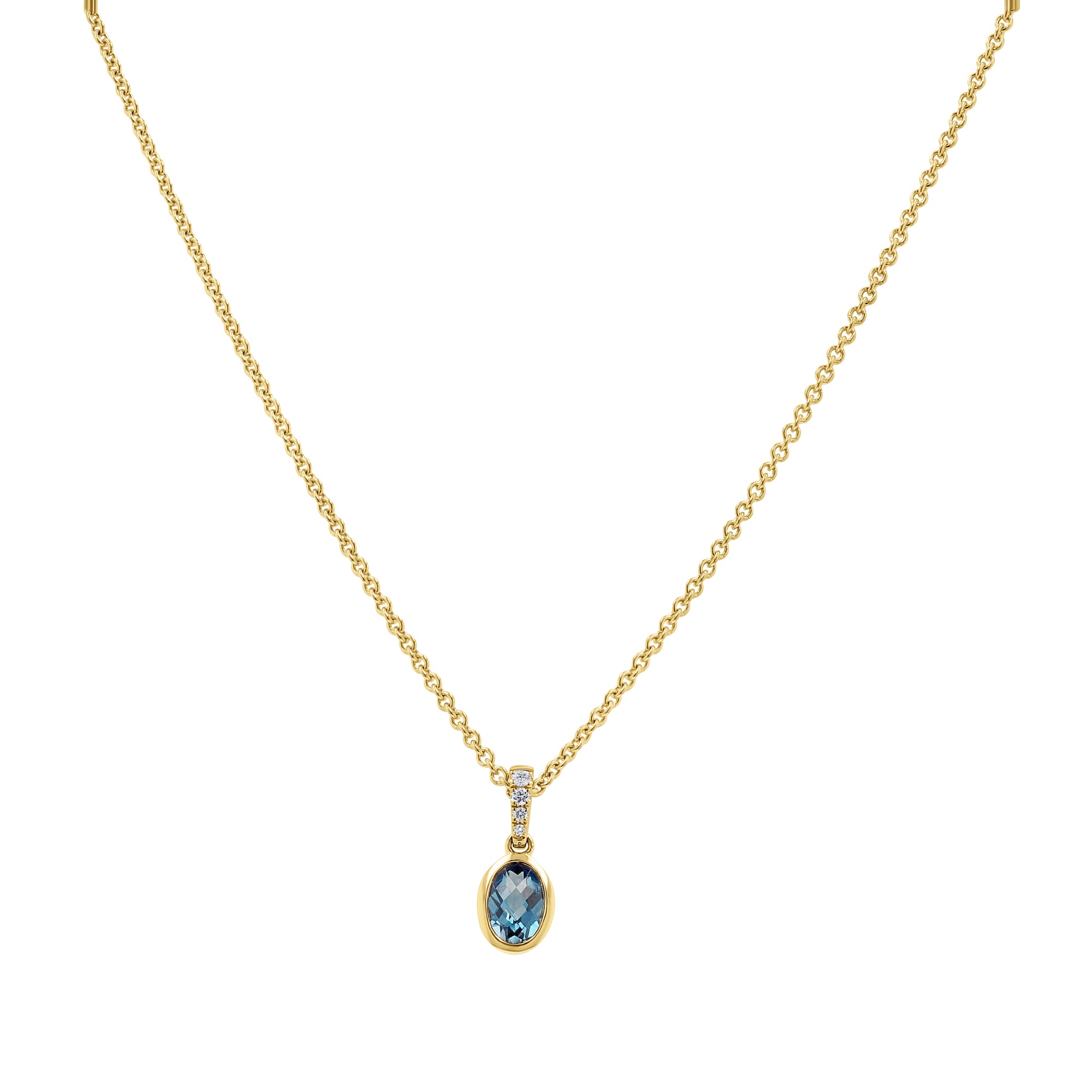London Blue Topaz Oval Bezel-Set Pendant - Skeie's Jewelers