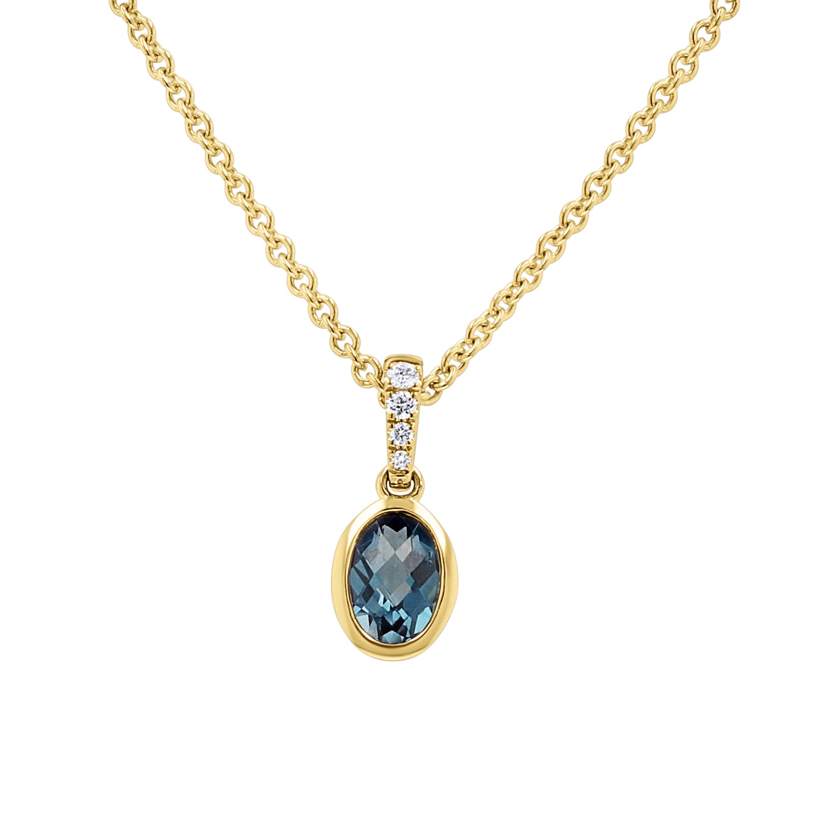 London Blue Topaz Oval Bezel-Set Pendant - Skeie's Jewelers