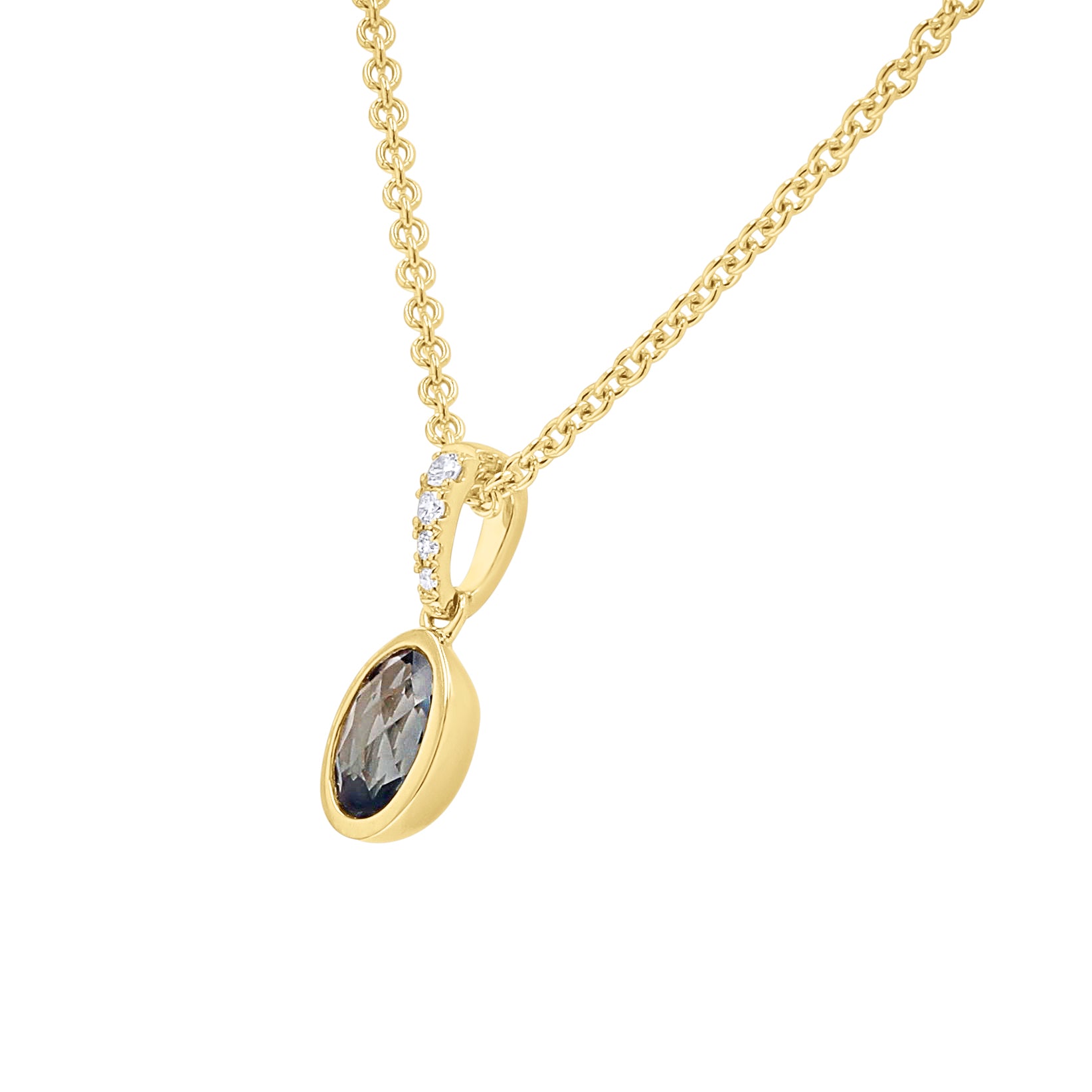 London Blue Topaz Oval Bezel-Set Pendant - Skeie's Jewelers
