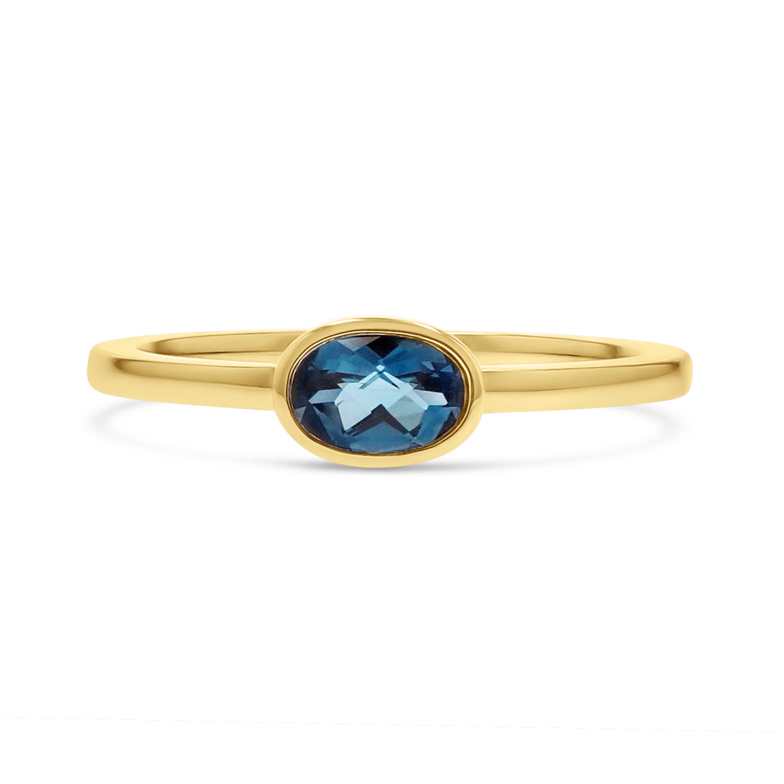 London Blue Topaz Gold Bezel Ring - Skeie's Jewelers