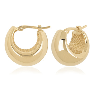 Tapered Puffy Gold Hoop Earrings