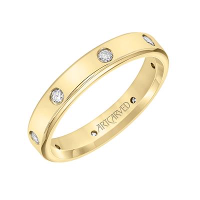 Diamond-Set Men's Flat Edge Band - Skeie's Jewelers