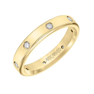 Diamond-Set Men's Flat Edge Band