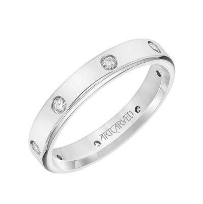 Diamond-Set Men's Flat Edge Band