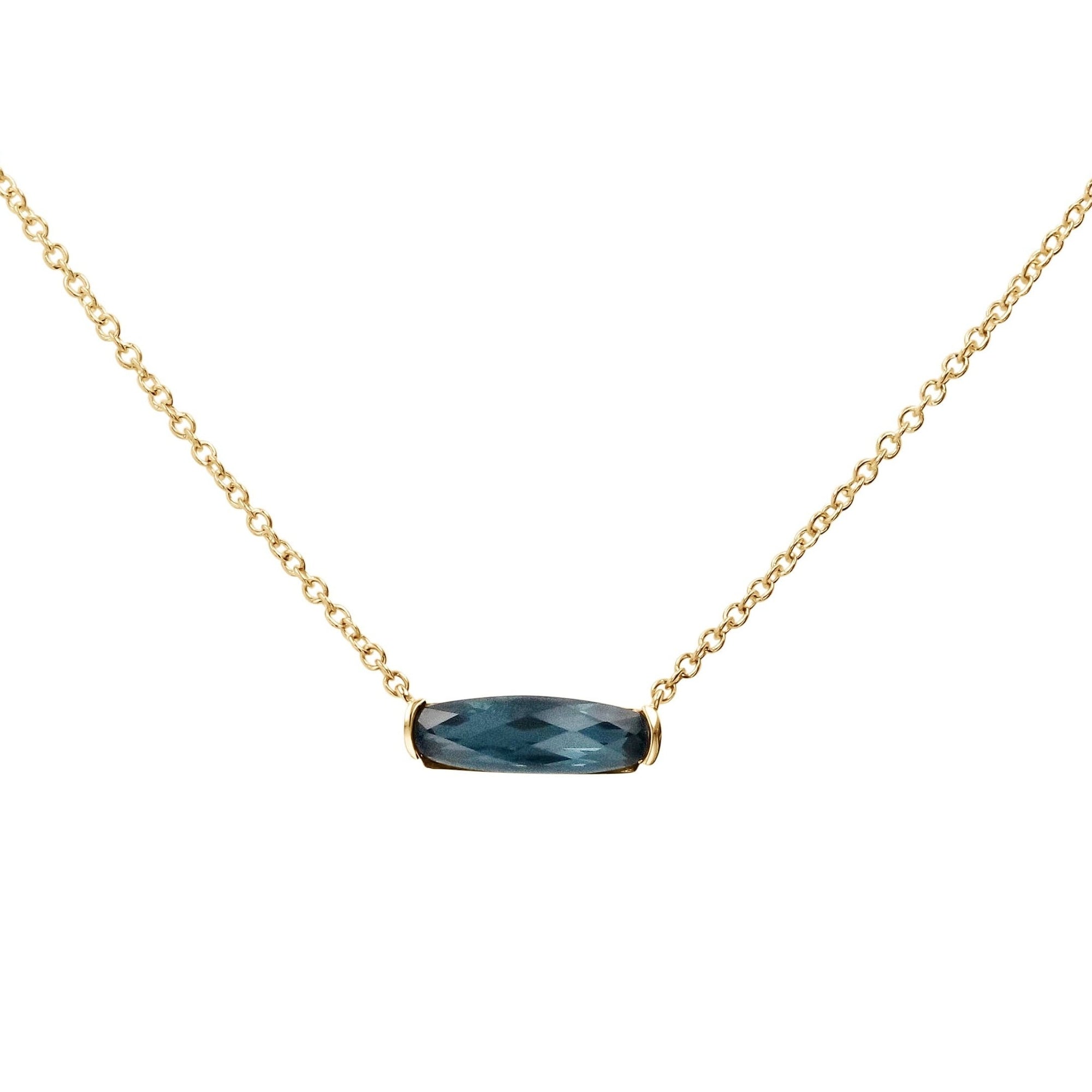 Elongated Cushion London Blue Topaz Pendant Necklace - Skeie's Jewelers