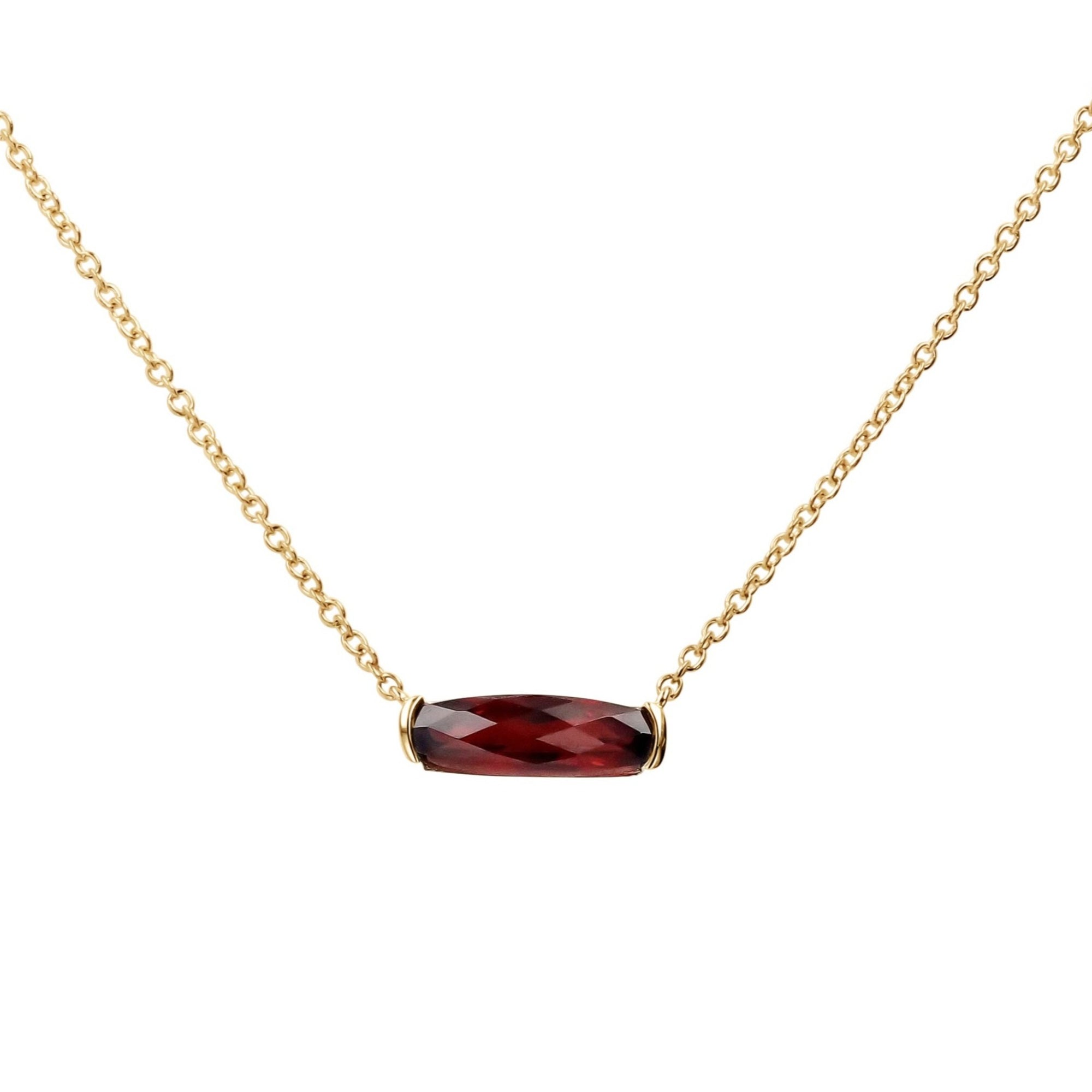 East-West Cushion Garnet Pendant Necklace - Skeie's Jewelers