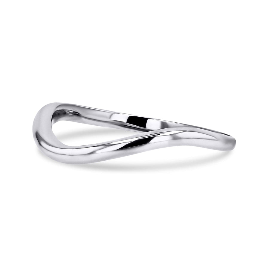 White Gold Curved Wedding Band - Skeie's Jewelers