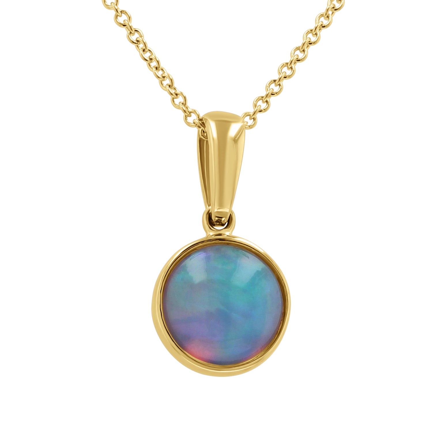 Ethiopian Opal Bezel Pendant Necklace - Skeie's Jewelers