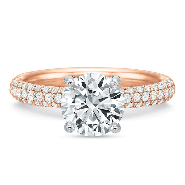 Three-Row Pave Diamond Engagement Ring - Skeie's Jewelers