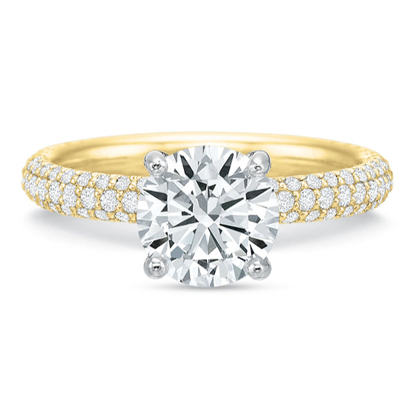 Three-Row Pave Diamond Engagement Ring - Skeie's Jewelers