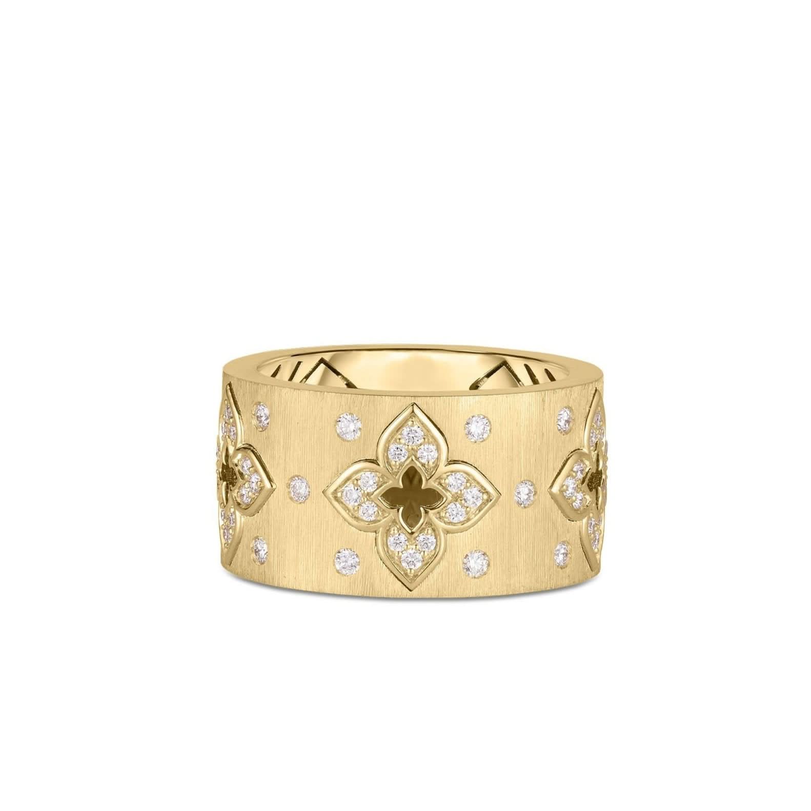 Roberto Coin Venetian Princess Diamond & Satin Finish Flower Ring - Skeie's Jewelers