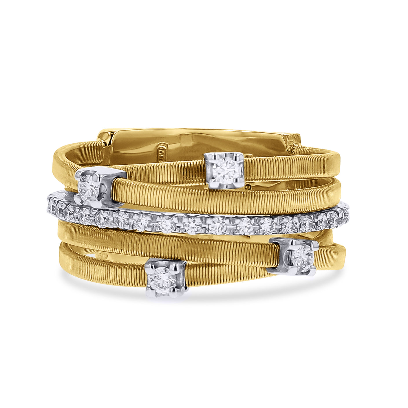 Marco Bicego®  'Goa' Gold 5-Row Diamond Stack Ring - Skeie's Jewelers