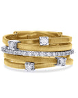 Marco Bicego®  'Goa' Gold 5-Row Diamond Stack Ring - Skeie's Jewelers