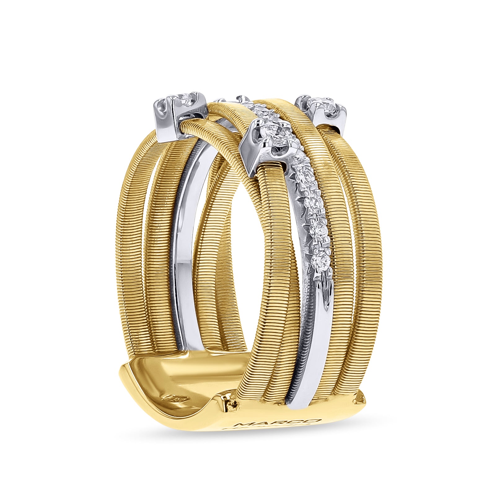 Marco Bicego®  'Goa' Gold 5-Row Diamond Stack Ring - Skeie's Jewelers