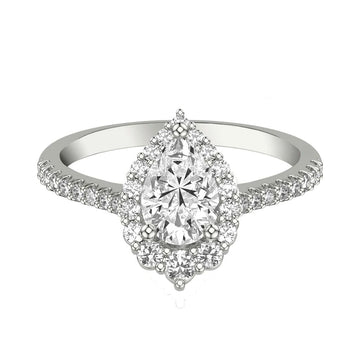 Pear Cut Diamond Halo Engagement Ring - Skeie's Jewelers