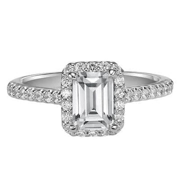 Emerald-Cut Halo Engagement Ring - Skeie's Jewelers
