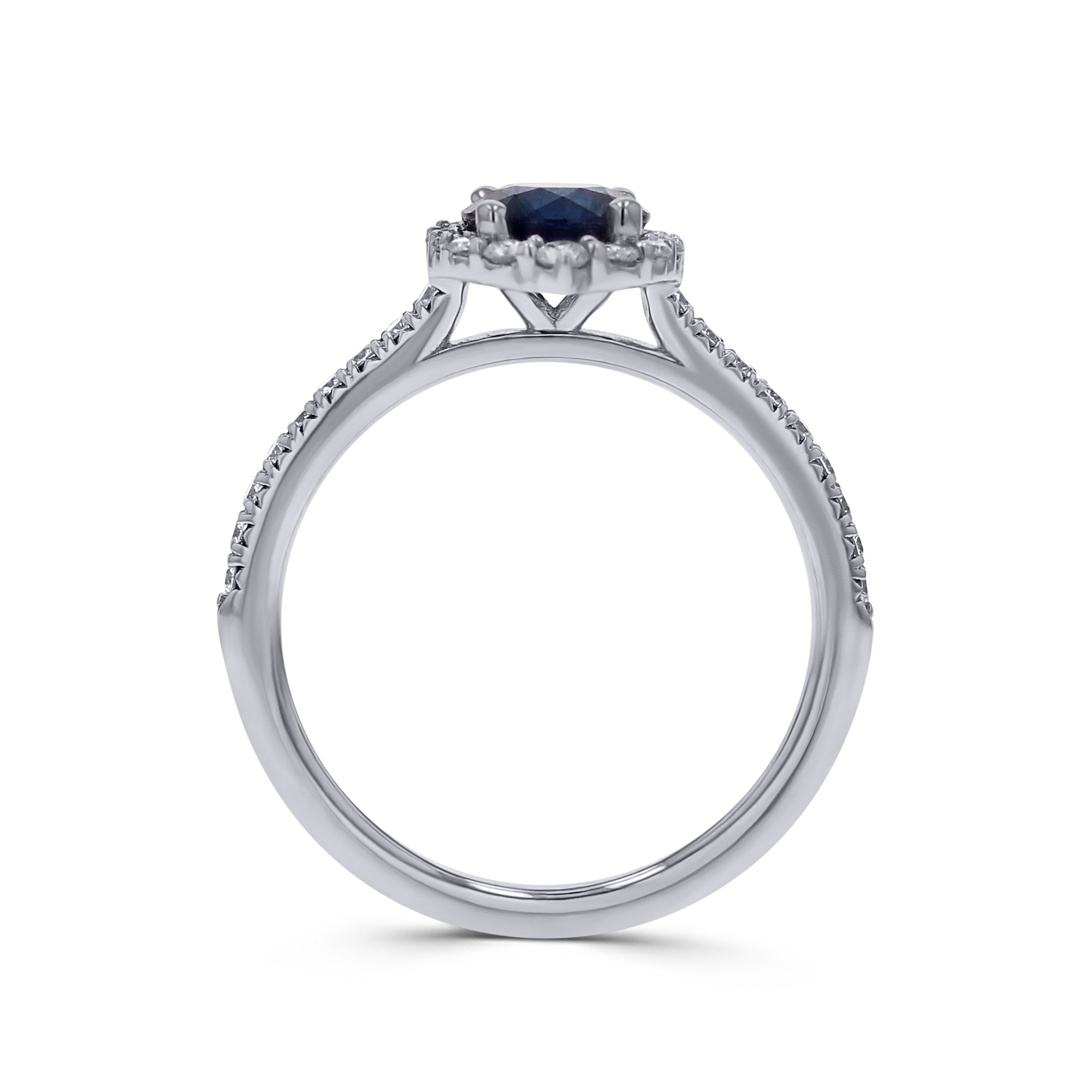 Sapphire and Diamond Halo Engagement Ring - Skeie's Jewelers