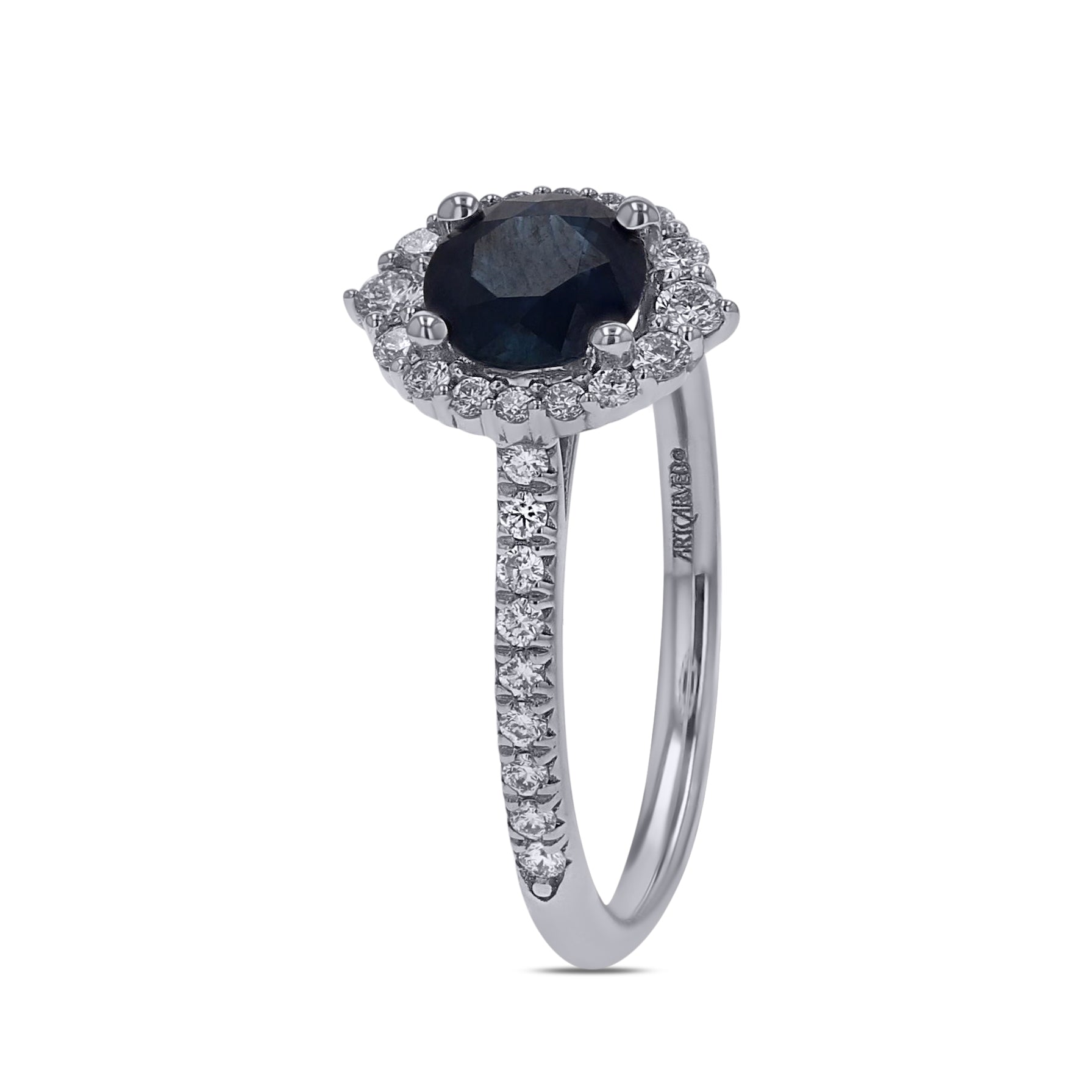 Sapphire and Diamond Halo Engagement Ring - Skeie's Jewelers