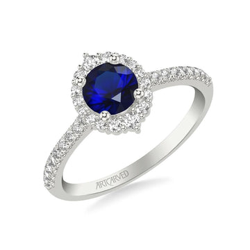 Sapphire Ring with Diamond Halo - Skeie's Jewelers