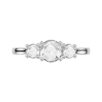 Three-Stone Rose-Cut Natural Diamond Engagement Ring - Skeie's Jewelers