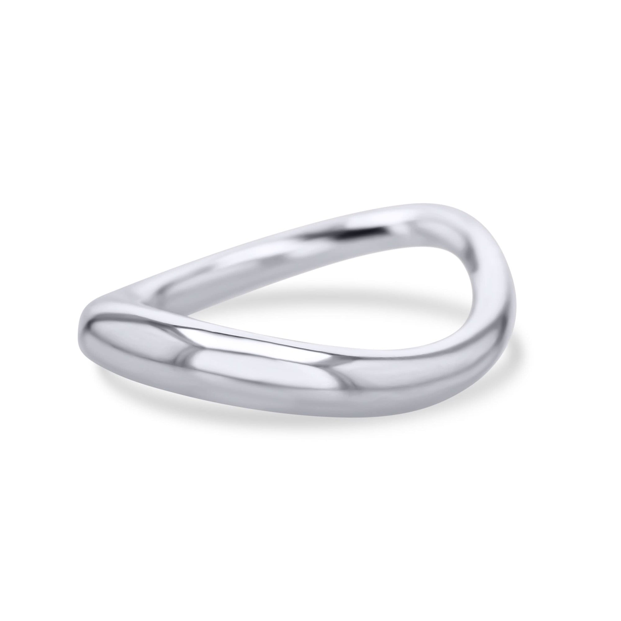 Silver ring with a unique design on a white background