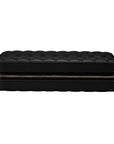 A black quilted leather zippered case with a gold-tone zipper, shown from a front-facing perspective on a solid white background.