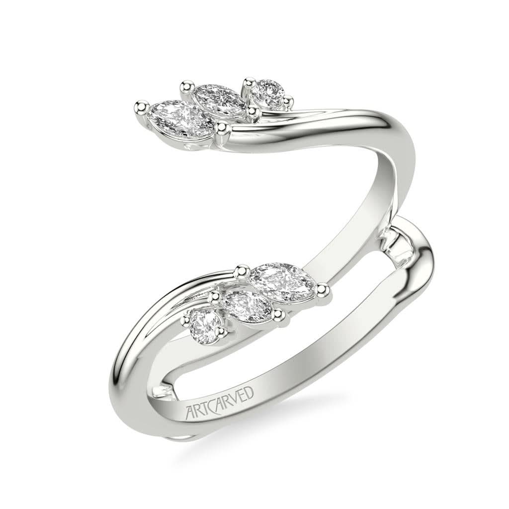 white gold ring with diamond accents on a white background