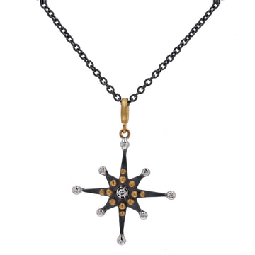 Lika Behar Oxidized Sterling Silver & Yellow Gold Starburst Pendant Necklace - Skeie's Jewelers