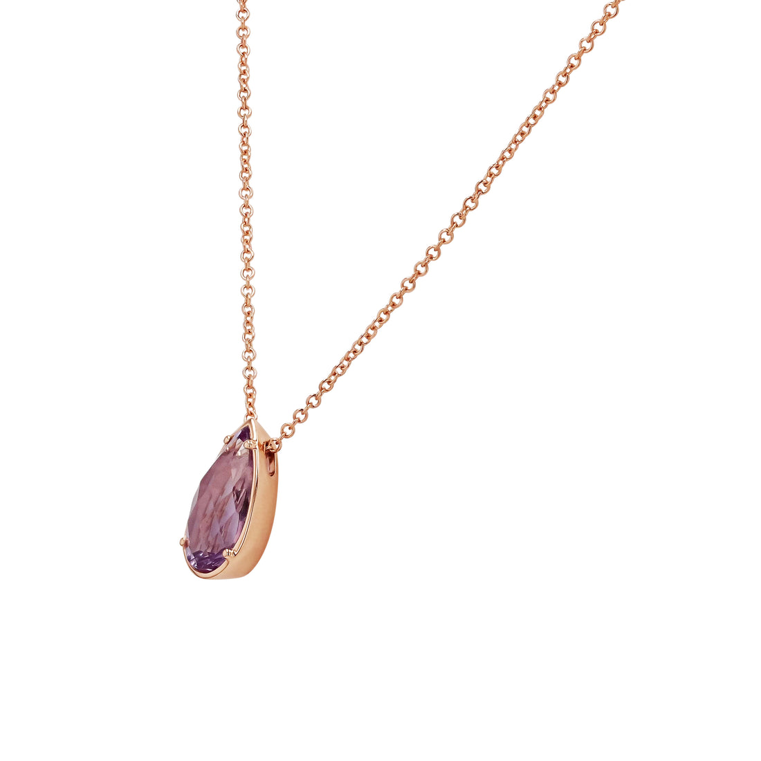 Lavender Amethyst Rose Gold Pendant Necklace