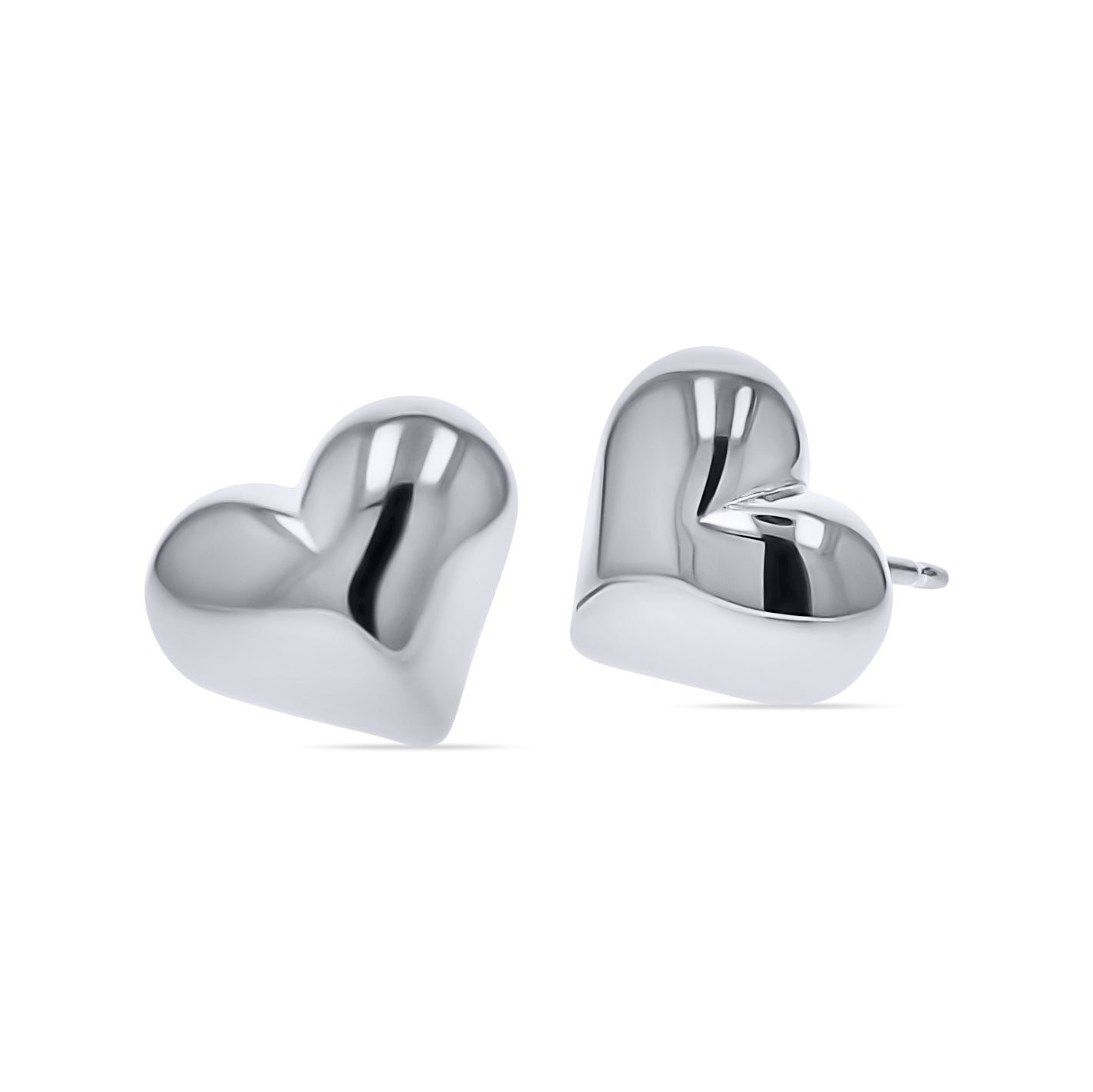 Silver Puffed Heart Stud Earrings - Skeie's Jewelers