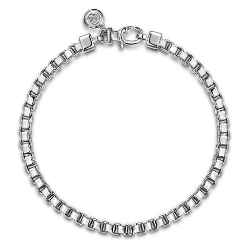 Gabriel & Co. 4.0mm 925 Sterling Silver Mens Box Chain Bracelet - Skeie's Jewelers