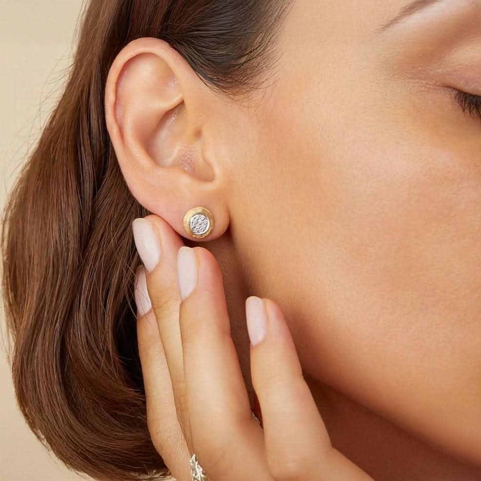 Marco Bicego Jaipur Gold & Diamond Pavé Stud Earrings - Skeie's Jewelers
