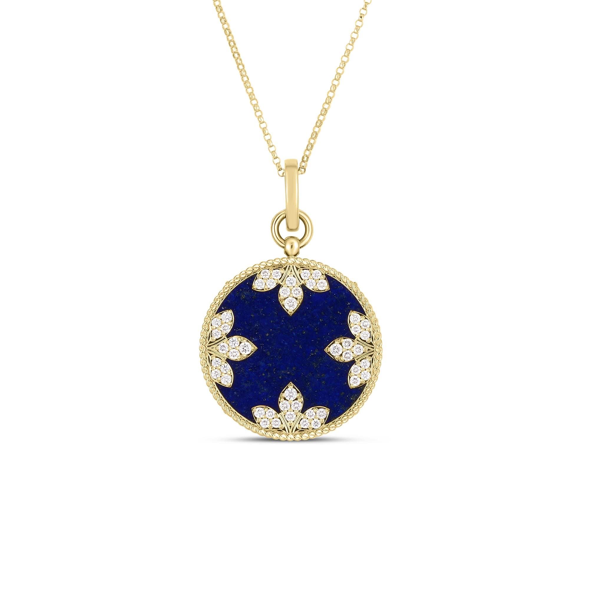Roberto Coin Diamond & Lapis Medallion Necklace - Skeie's Jewelers