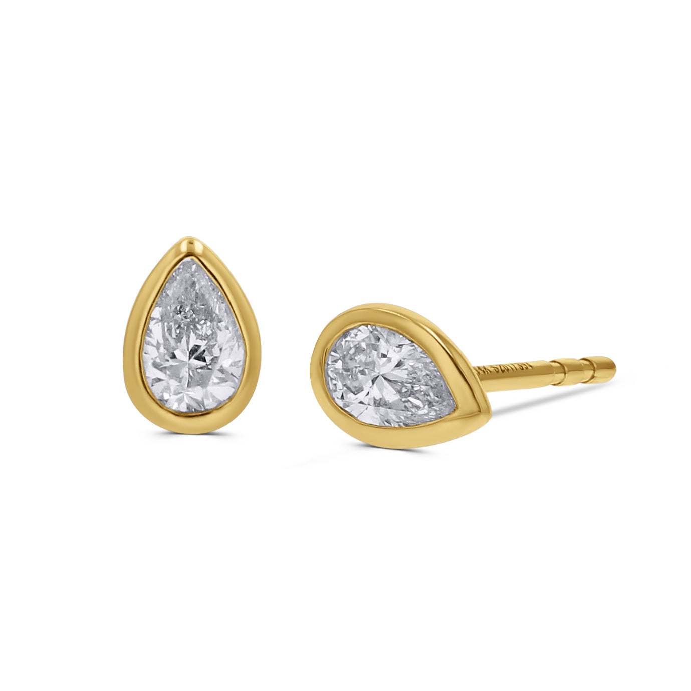Pear-Cut Diamond Bezel Studs - Skeie's Jewelers