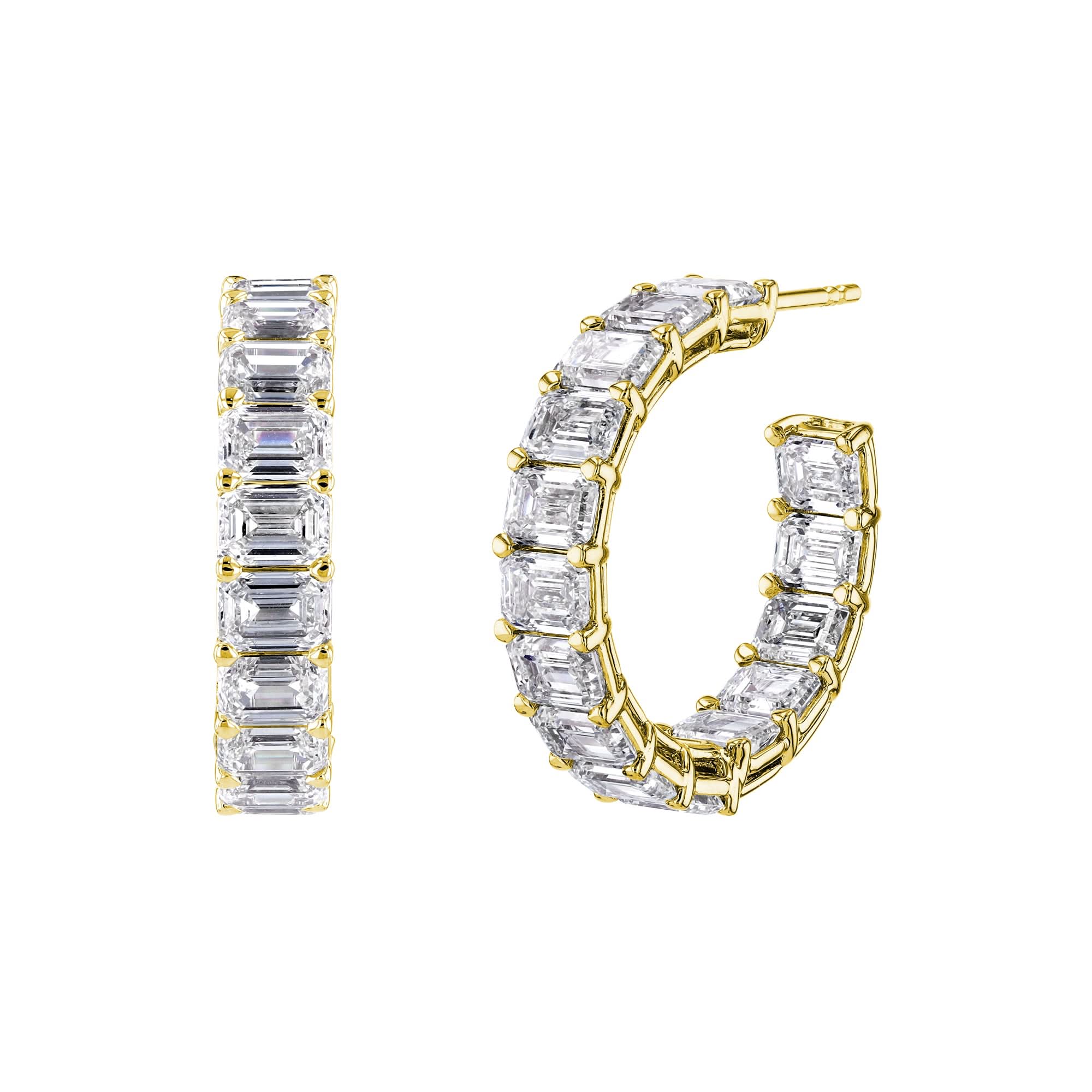 Emerald-Cut Diamond Hoops - Skeie's Jewelers