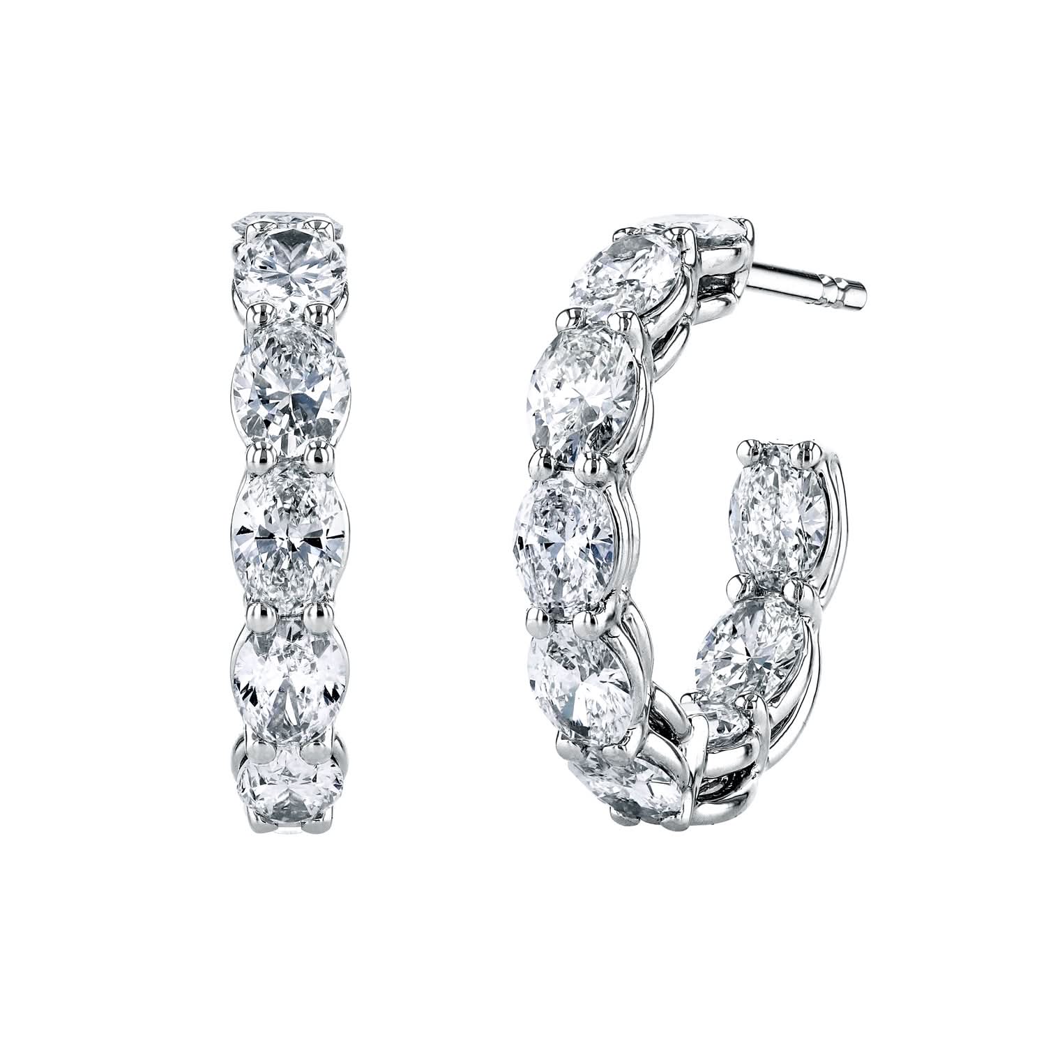 Oval-Cut Diamond Hoops - Skeie's Jewelers
