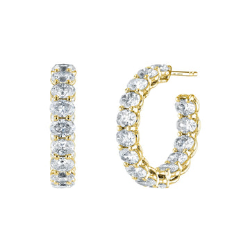 East-West Oval-Cut Diamond Hoops