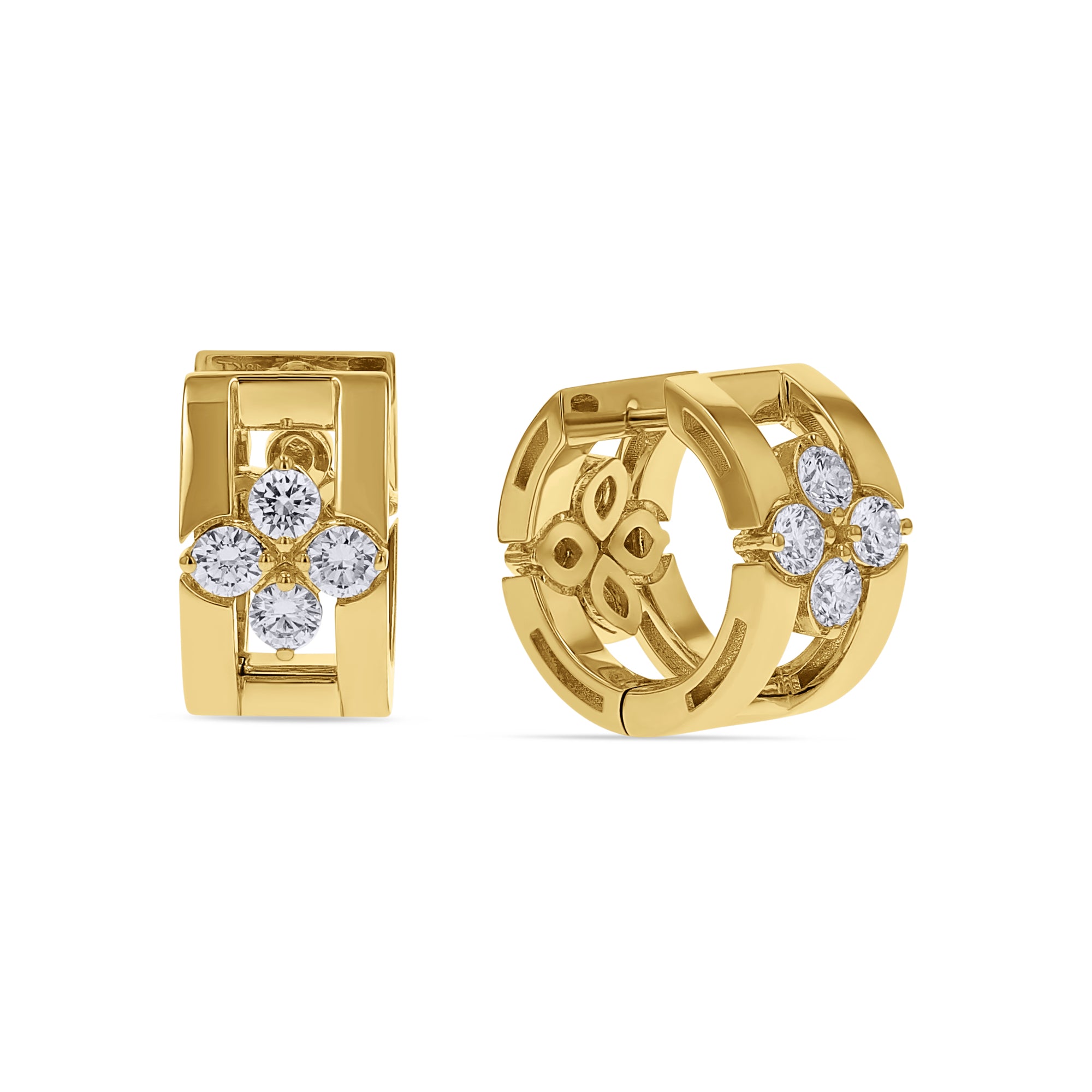 Yellow Gold 'Love in Verona' Diamond Huggies - Skeie's Jewelers