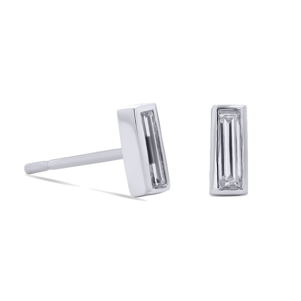 Baguette Bezel-Set Stud Earrings