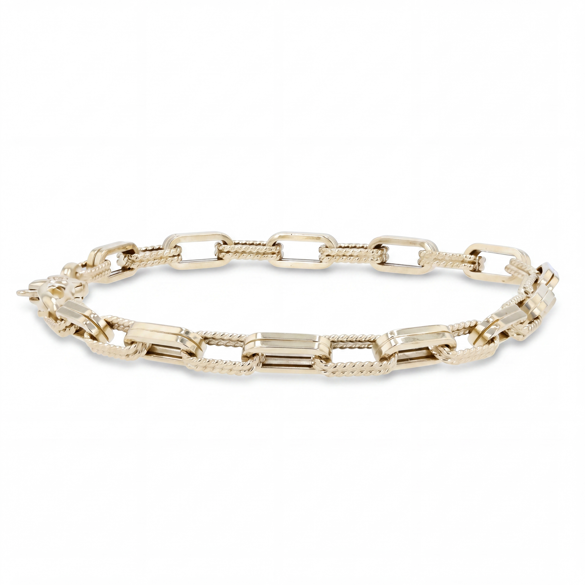 Gold chain bracelet on a white background
