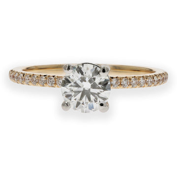 Round Lab Grown Diamond Engagement Ring in Yellow Gold & Platinum - Skeie's Jewelers